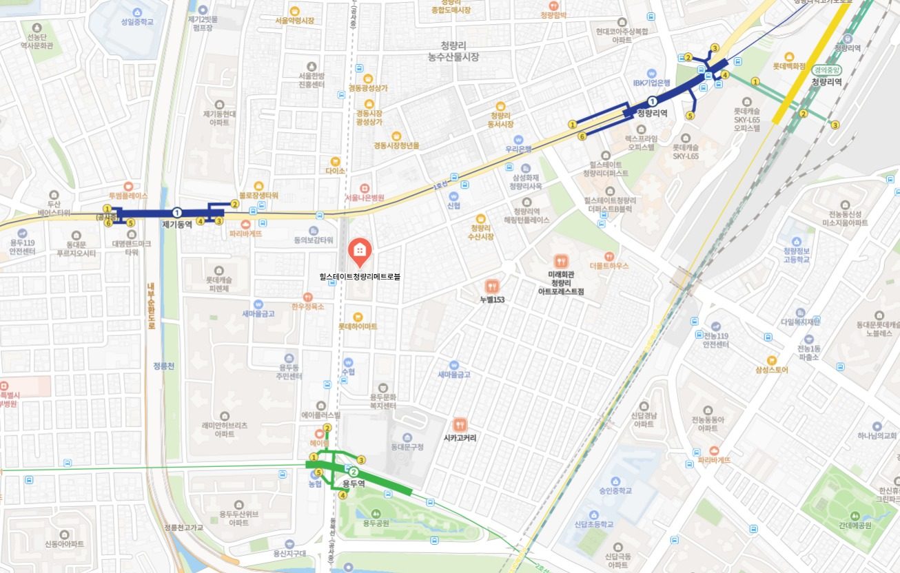 힐스테이트 청량리 메트로블 오피스텔 근거리 위치도