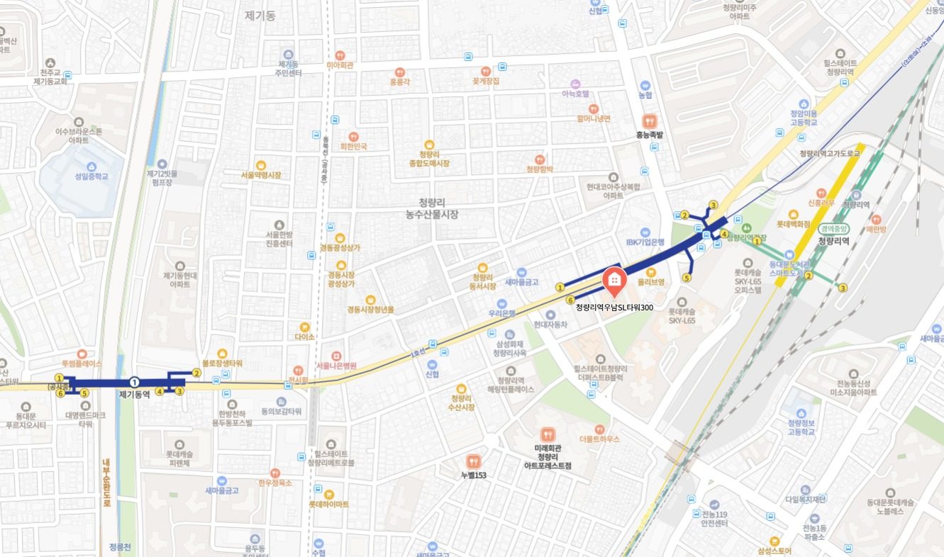 청량리역 우남 SL타워300 원거리 위치도